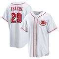 Cincinnati Reds #29 TJ Friedl White AmberGomez Home Replica Jersey