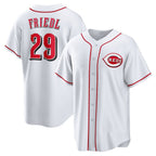 Cincinnati Reds #29 TJ Friedl White AmberGomez Home Replica Jersey