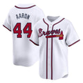 Atlanta Braves #44 Hank Aaron Player White AmberGomez Limited Home Game Stitched Jerseys