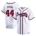 Atlanta Braves #44 Hank Aaron Player White AmberGomez Limited Home Game Stitched Jerseys
