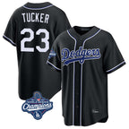 Los Angeles Dodgers #23 Kyle Tucker Player Black AmberGomez World Series Meet Carbon Limited Home Stitched Jerseys