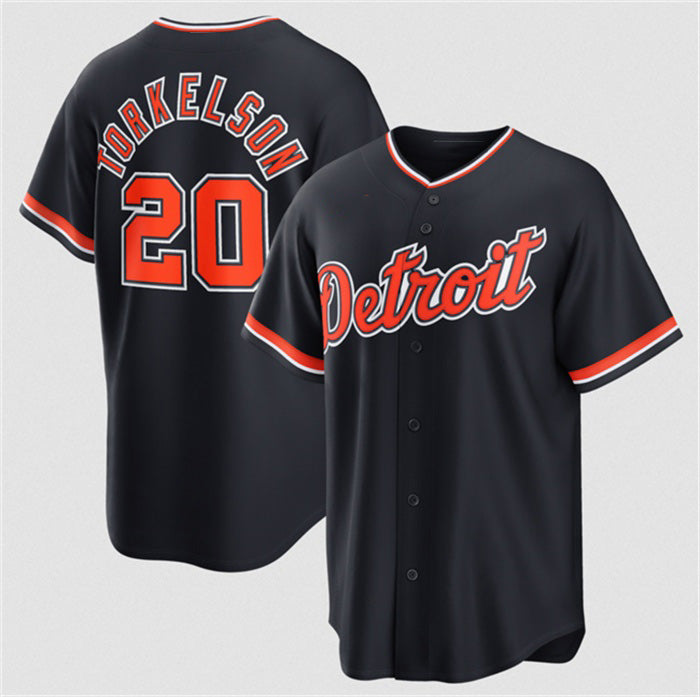 Detroit Tigers #20 Spencer Torkelson Navy AmberGomez Alternate Stitched Jersey