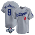 Los Angeles Dodgers #8 Enrique Hern¨¢ndez Player Gray AmberGomez World Series Limited Home Stitched Jerseys