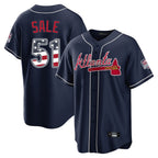 Atlanta Braves #51 Chris Sale Player Navy AmberGomez USA 250 Fourth Of July Limited Home Game Stitched Jerseys