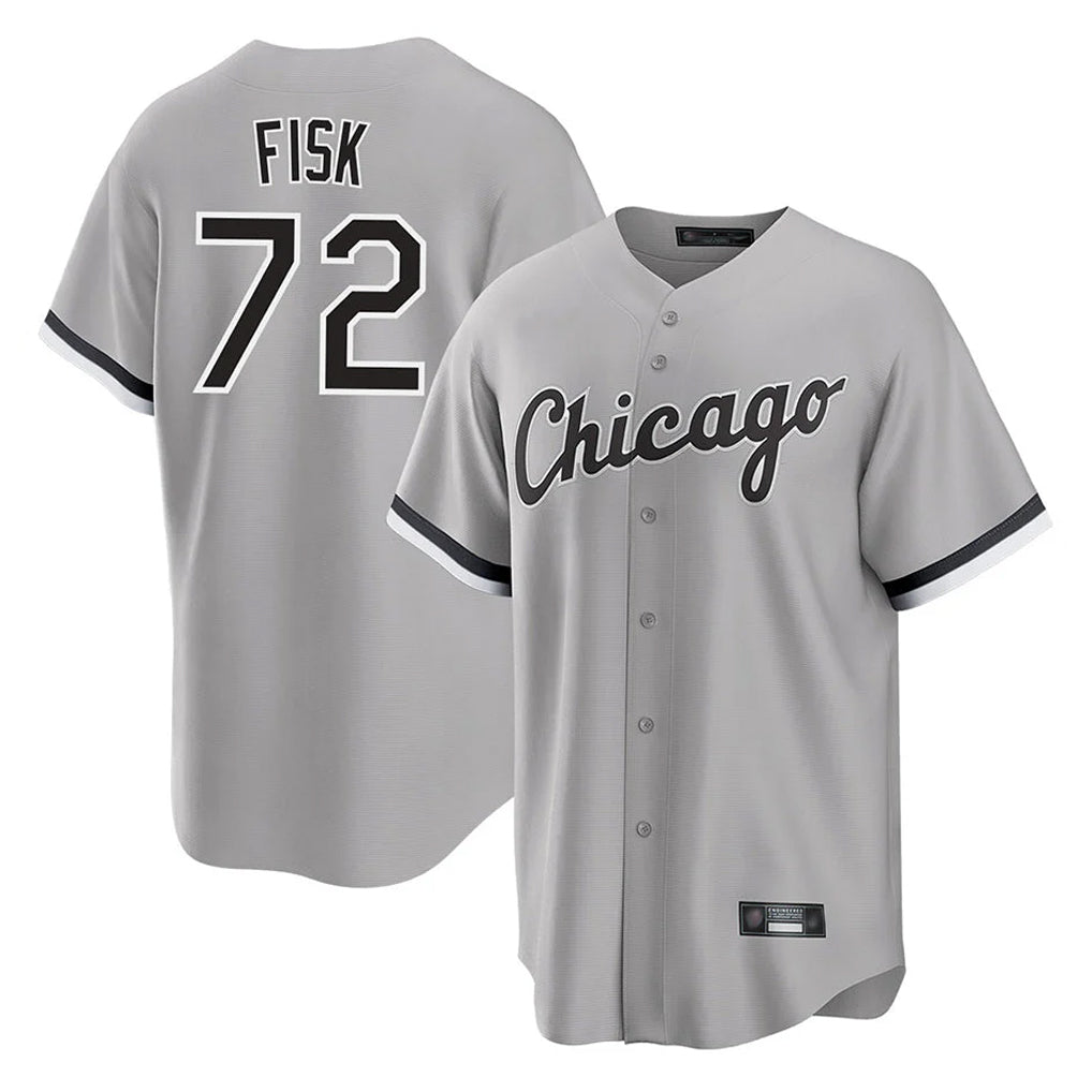Chicago White Sox #72 Carlton Fisk Player Gray AmberGomez Home Game Stitched Jerseys
