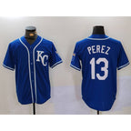 Kansas City Royals #13 Salvador Perez Blue AmberGomez KC Cool Base Stitched Jersey