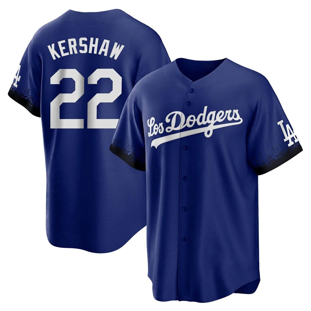Los Angeles Dodgers #22 Clayton Kershaw Player Royal AmberGomez City Connect Home Game Stitched Jerseys