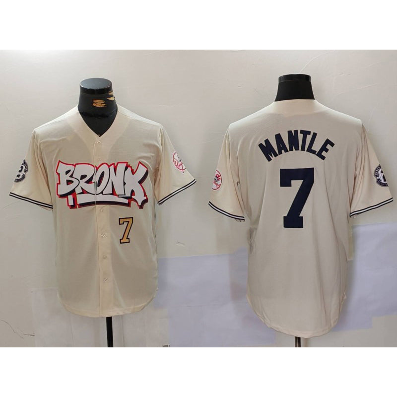 New York Yankees #7 Mickey Mantle Cream AmberGomez Limited Stitched Jerseys