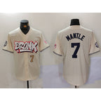New York Yankees #7 Mickey Mantle Cream AmberGomez Limited Stitched Jerseys