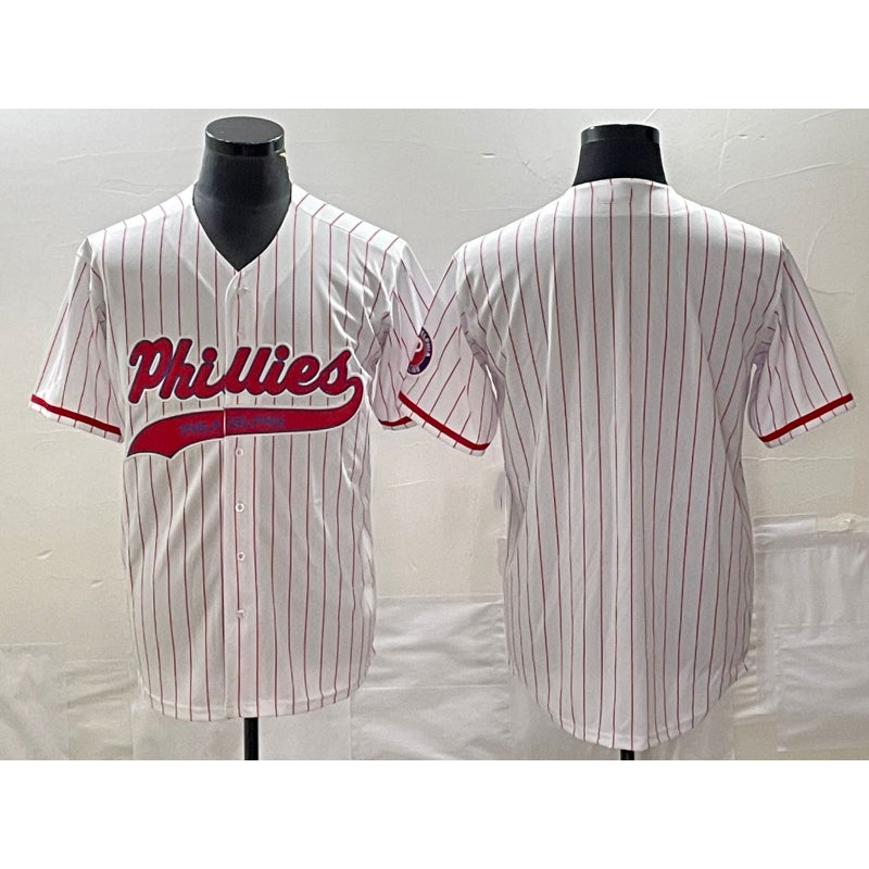 Philadelphia Phillies Blank White AmberGomez Pinstripe Cool Base Stitched Jersey