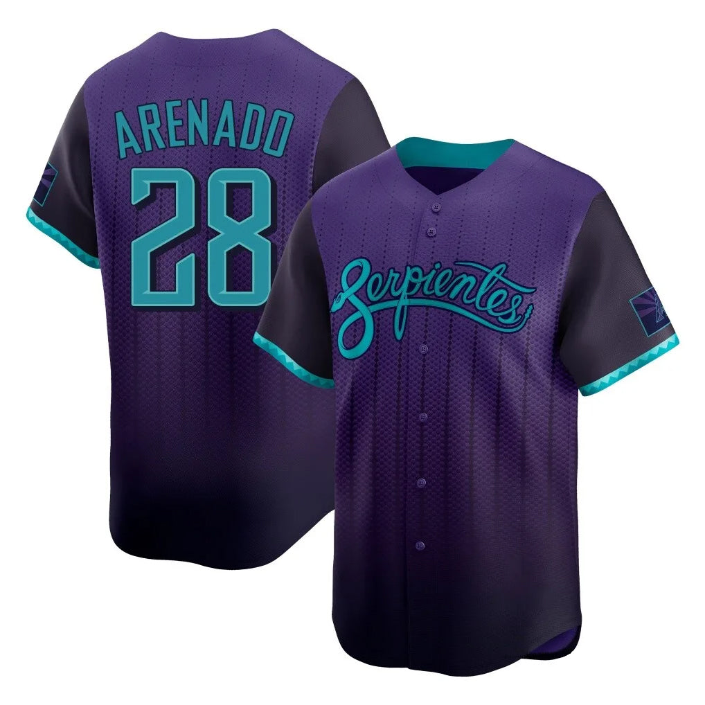 Arizona Diamondbacks #28 Nolan Arenado Player Purple AmberGomez City Connect Limited Home Game Stitched Jerseys