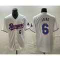 Texas Rangers #6 Josh Jung Number White AmberGomez 2024 Gold Collection Limited Cool Base Jersey