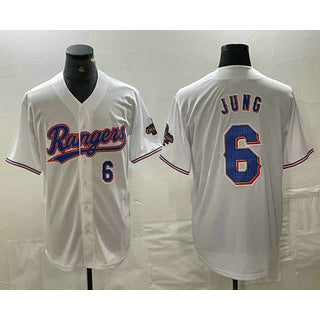 Texas Rangers #6 Josh Jung Number White AmberGomez 2024 Gold Collection Limited Cool Base Jersey