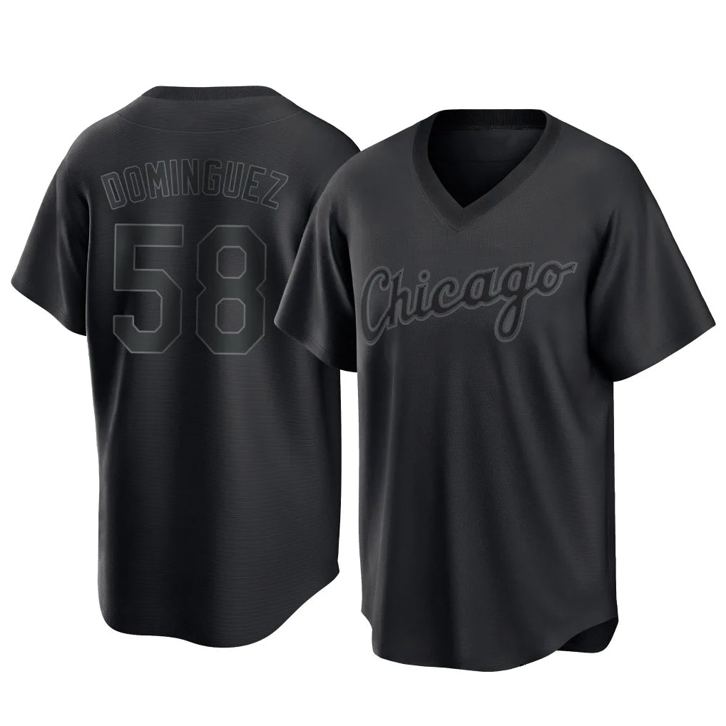 Chicago White Sox #58 Seranthony Dominguez Player Black AmberGomez T-shirt Home Game Stitched Jerseys