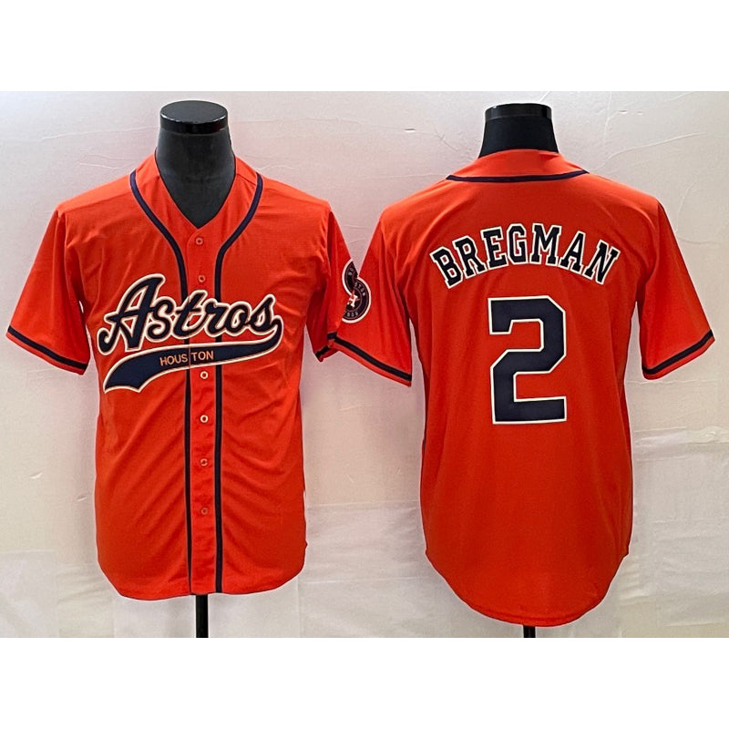Houston Astros #2 Alex Bregman Orange AmberGomez With Patch Cool Base Stitched Jersey