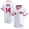 Cincinnati Reds #14 Pete Rose Player White AmberGomez Cooperstown Collection Limited T-shirt Home Stitched Jerseys