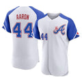Atlanta Braves #44 Hank Aaron Player White AmberGomez City Connect Limited Elite Home Game Stitched Jerseys