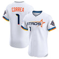 Houston Astros #1 Carlos Correa Player White AmberGomez City Connect Limited Elite Home Stitched Jerseys