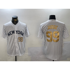 New York Yankees #99 Aaron Judge White AmberGomez Pinstripe Fashion Cool Base Jerseys