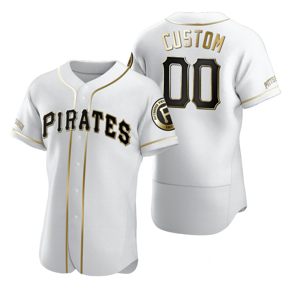 Custom Pittsburgh Pirates White AmberGomez Stitched Flex Base Golden Edition Jersey