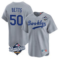 Los Angeles Dodgers #50 Mookie Betts Player Gray AmberGomez World Series Game Limited Home Stitched Jerseys