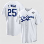Los Angeles Dodgers #25 Tommy Edman White AmberGomez 2025 World Series Home Cool Base Stitched Jersey
