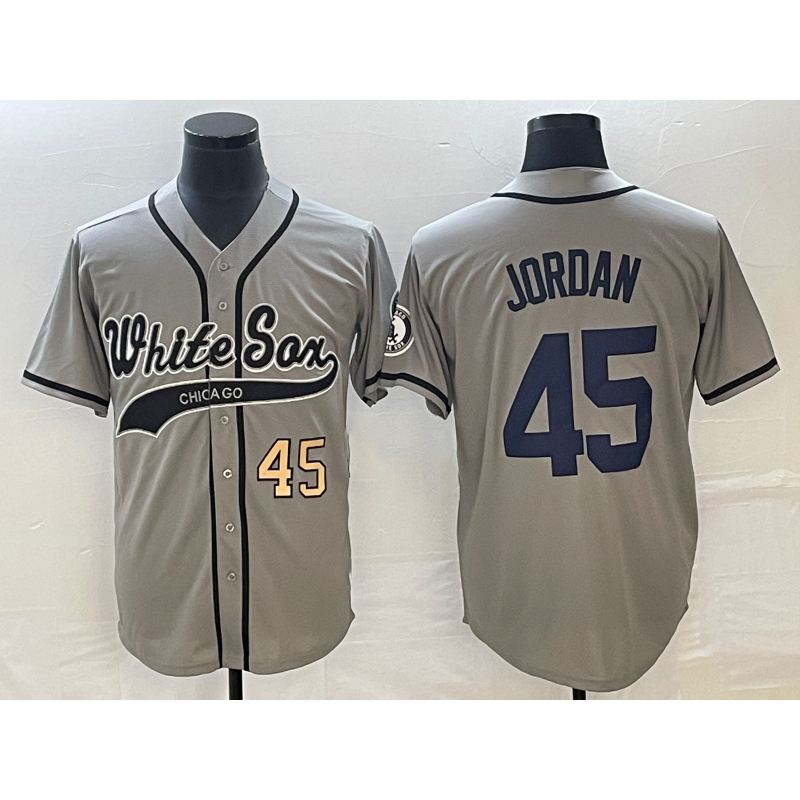 Chicago White Sox #45 Michael Jordan Number Grey AmberGomez Cool Base Stitched Jersey