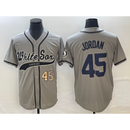 Chicago White Sox #45 Michael Jordan Number Grey AmberGomez Cool Base Stitched Jersey