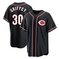 Cincinnati Reds #30 Ken Griffey Player Black AmberGomez Fashion Out Home Game Stitched Jerseys
