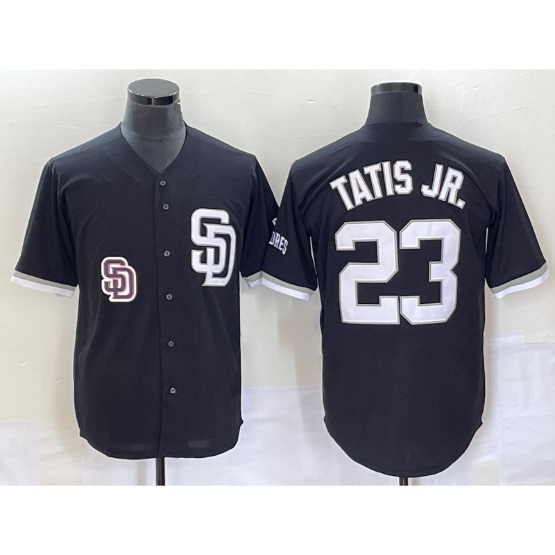 San Diego Padres #23 Fernando Tatis Jr Black AmberGomez 2023 Cool Base Stitched Jersey