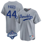 Los Angeles Dodgers #44 Andy Pages Player Gray AmberGomez World Series Meet Game Limited Home Stitched Jerseys