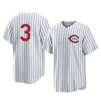 Cincinnati Reds #3 Ke'Bryan Hayes Player White AmberGomez Stripe Field of Dreams Game Home Stitched Jerseys