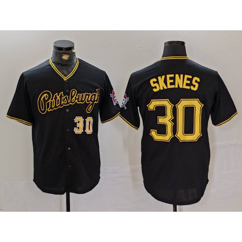 Pittsburgh Pirates #30 Paul Skenes Black AmberGomez Cool Base Jersey
