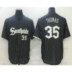 Chicago White Sox #35 Frank Thomas Black AmberGomez With Small Number 2021 City Connect Stitched Cool Base Jersey