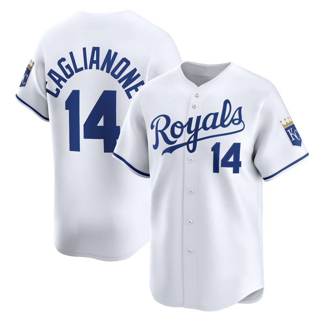 Kansas City Royals #14 Jac Caglianone White AmberGomez Home Limited Player Jersey