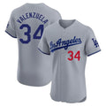 Los Angeles Dodgers #34 Fernando Valenzuela Player Gray AmberGomez Limited Elite Home Stitched Jerseys