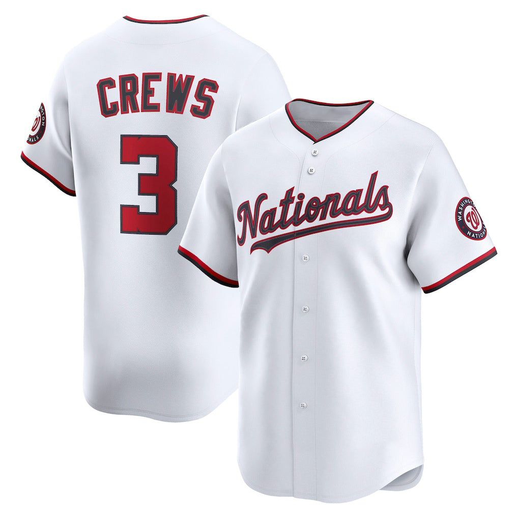 Washington Nationals #3 Dylan Crews White AmberGomez Home Limited Player Jersey