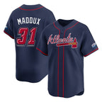 Atlanta Braves #31 Greg Maddux Player Navy AmberGomez 2025 Speedway Classic Home Game Stitched Jerseys