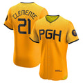 Pittsburgh Pirates #21 Roberto Clemente Gold AmberGomez City Connect Elite Player Jersey