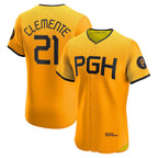 Pittsburgh Pirates #21 Roberto Clemente Gold AmberGomez City Connect Elite Player Jersey