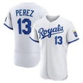 Kansas City Royals #13 Salvador Perez White AmberGomez Flex Base Stitched Jersey