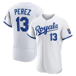 Kansas City Royals #13 Salvador Perez White AmberGomez Flex Base Stitched Jersey