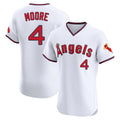 Los Angeles Angels #4 Christian Moore Player White AmberGomez T-shirt Home Limited Elite Stitched Jerseys