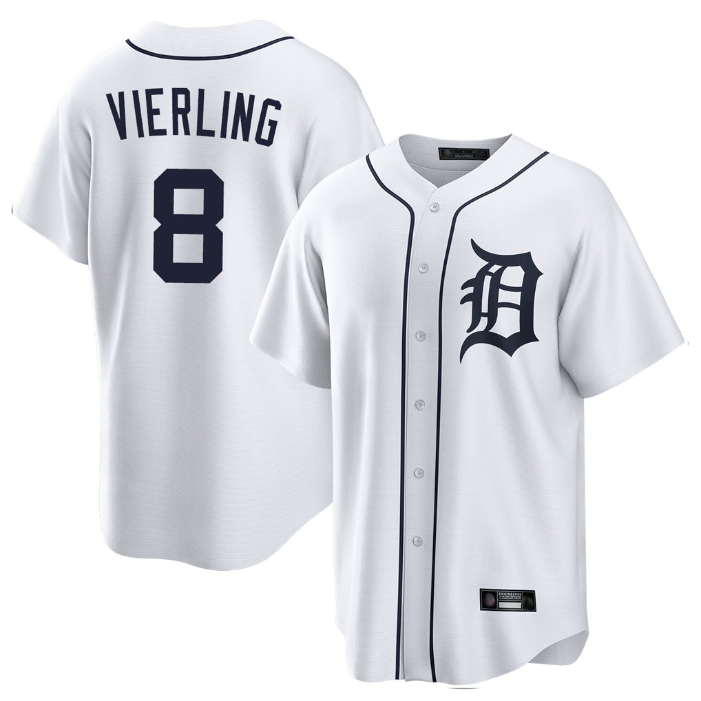 Detroit Tigers #8 Matt Vierling Player White AmberGomez Home Game Stitched Jerseys
