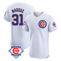 Chicago Cubs #31 Greg Maddux Player White AmberGomez 150th Anniversary Limited Elite Home Game Stitched Jerseys