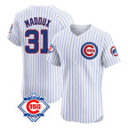 Chicago Cubs #31 Greg Maddux Player White AmberGomez 150th Anniversary Limited Elite Home Game Stitched Jerseys