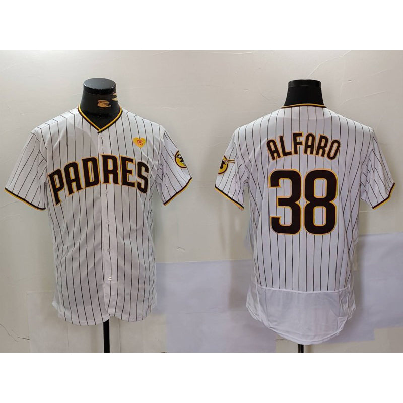 San Diego Padres #38 Jorge Alfaro White AmberGomez With PS Patch Stitched Flex Base Jersey 2