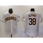 San Diego Padres #38 Jorge Alfaro White AmberGomez With PS Patch Stitched Flex Base Jersey 2
