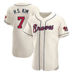 Atlanta Braves #7 Ha-Seong Kim Player Cream AmberGomez Limited Elite Home Game Stitched Jerseys
