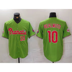 Philadelphia Phillies #10 JT Realmuto Number Green AmberGomez With Patch Stitched Cool Base Jersey